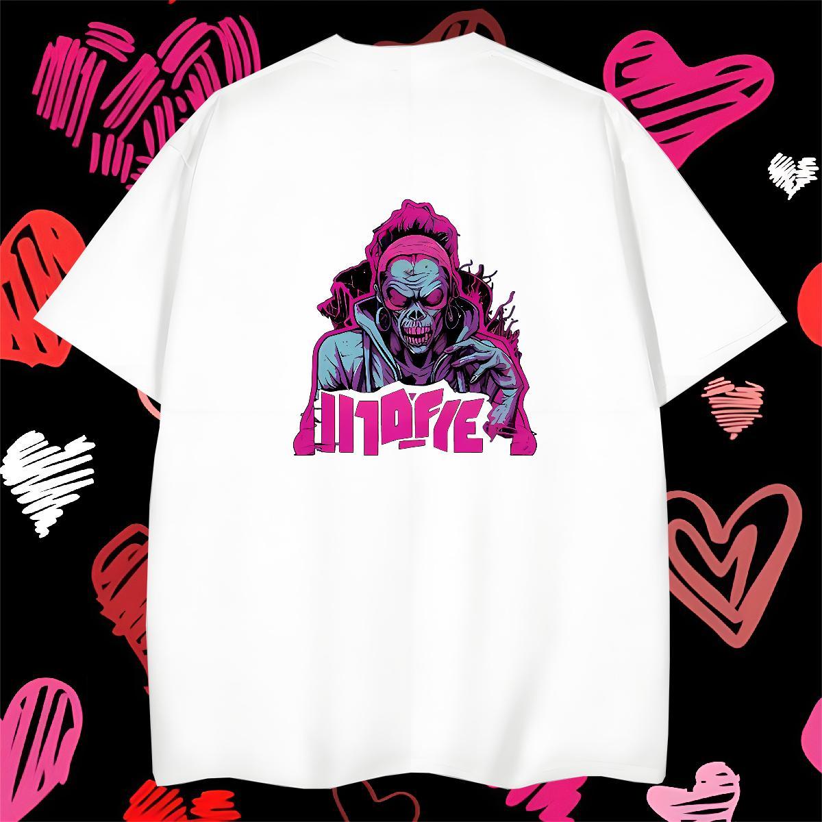 Unisex Mens T Shirts 230g Cotton skull Casual Daily Wear Custom Cartoon Crew Neck Men Clothes T-Shirt Brand Tshirts