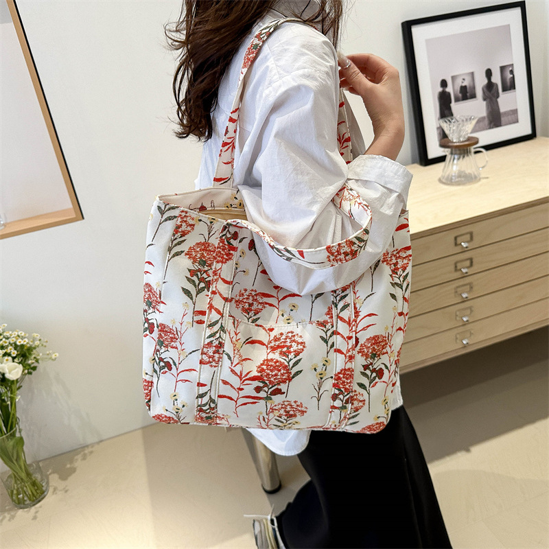 Handheld tote bag large capacity beautiful simple fashionable college style casual personalized shoulder bag