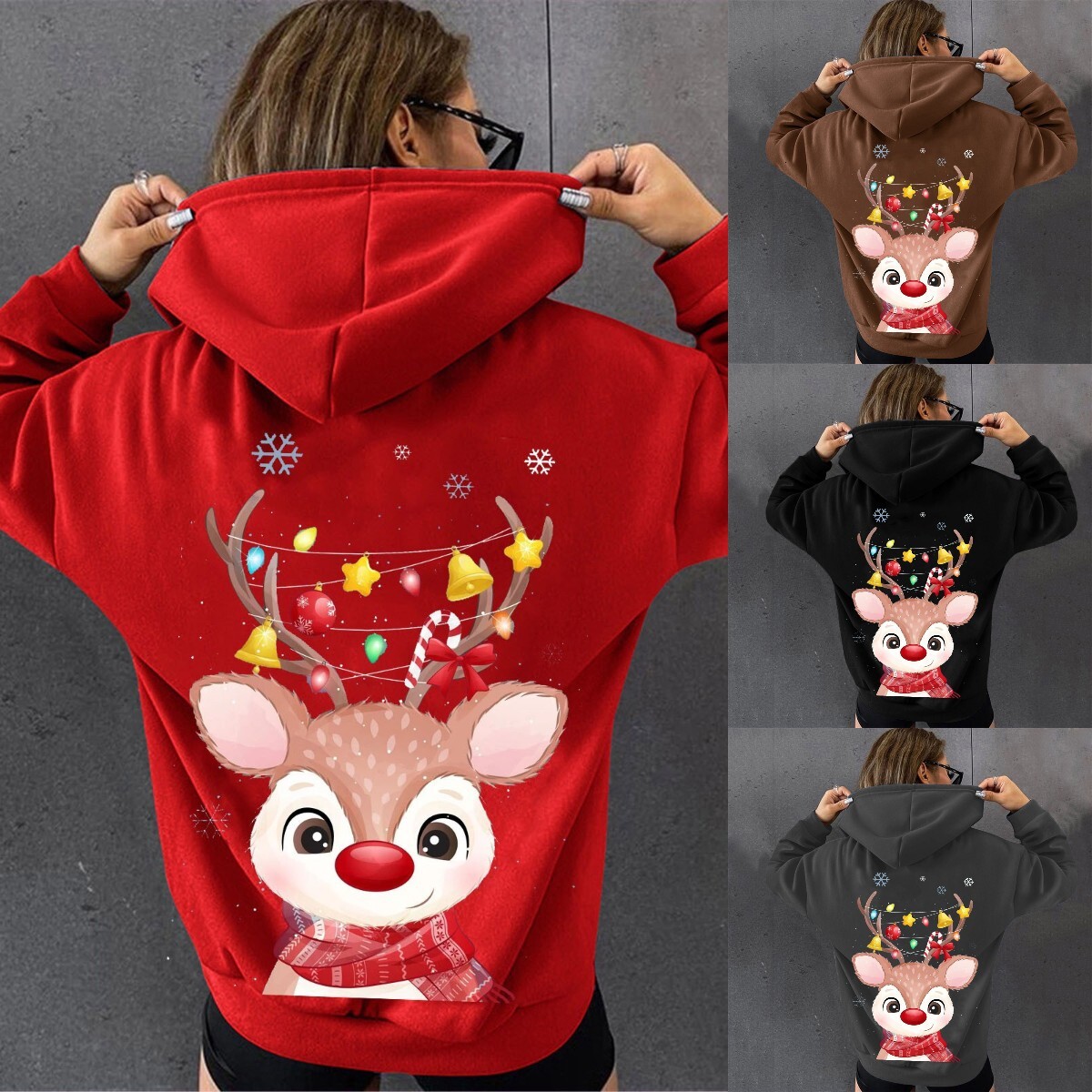 Women's hooded cute deer print hoodie dongdumaoyi