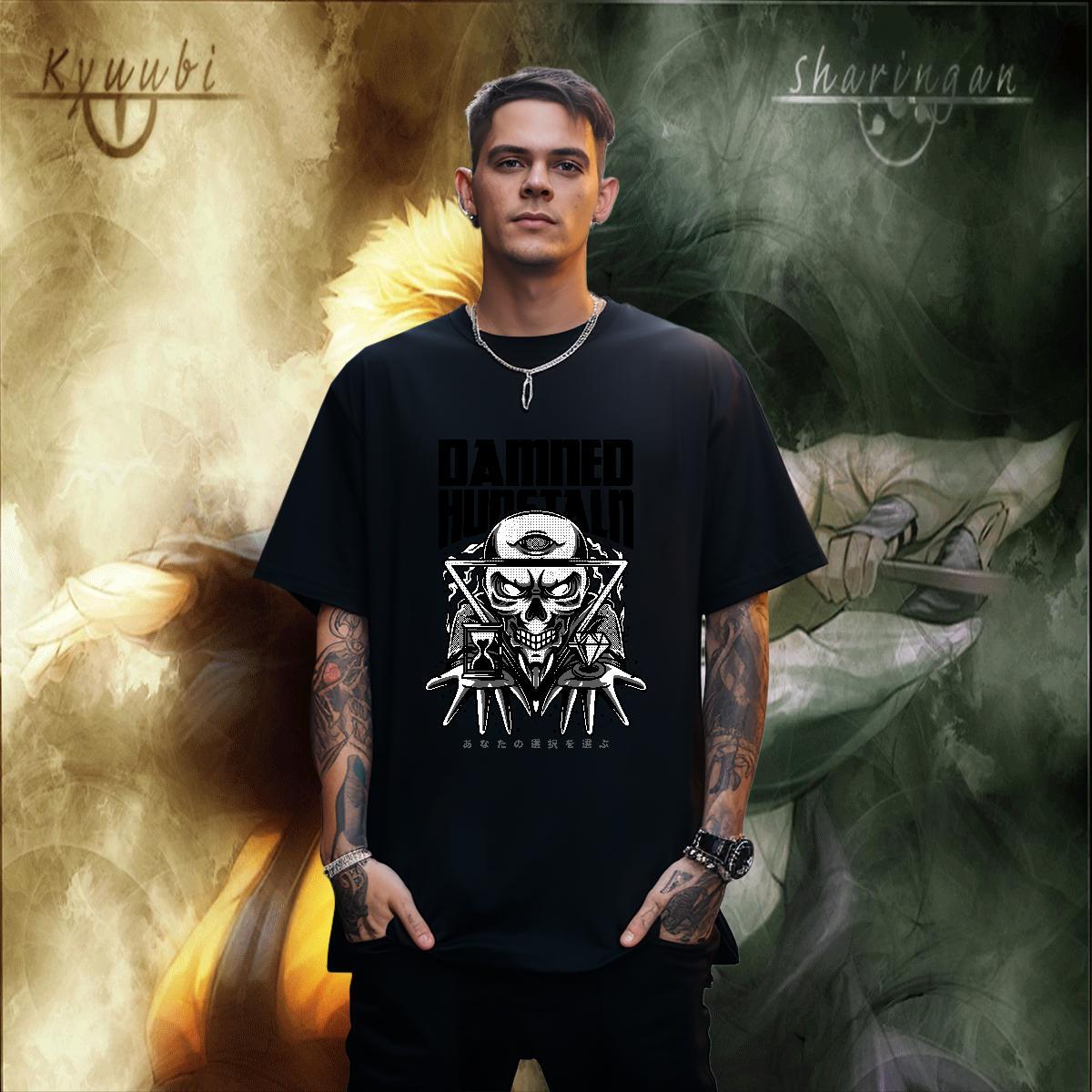 Classic Men T Shirts 230g Pure Cotton skull Casual DIY Anime Breathable Soft Couples T Shirts 2024 Tops Shirt