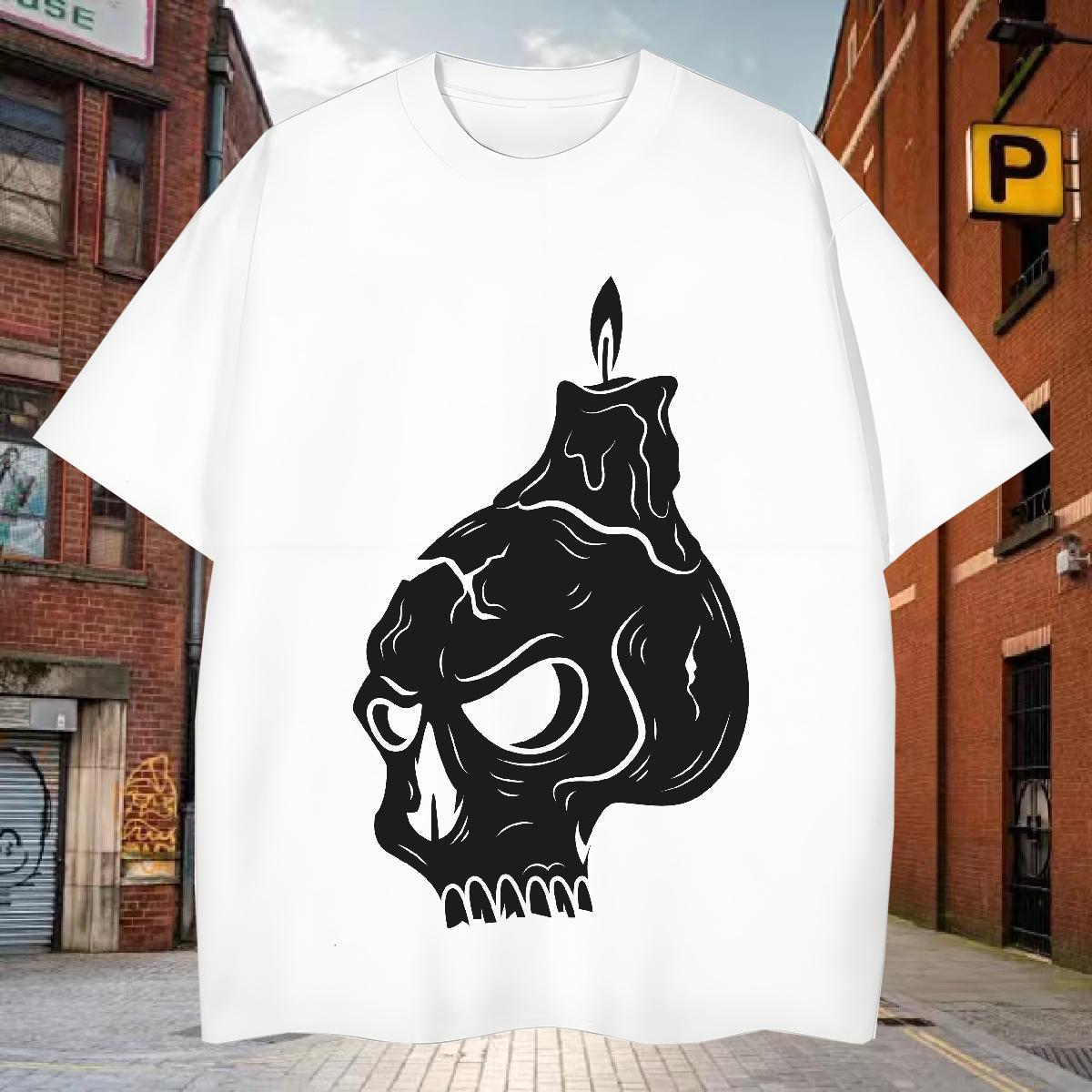 Unisex Man T Shirts 100% Cotton 230g skull Casual Beach Oversized 4XL O-Neck Short Sleeve Men Tops Tees 2024 Clothes