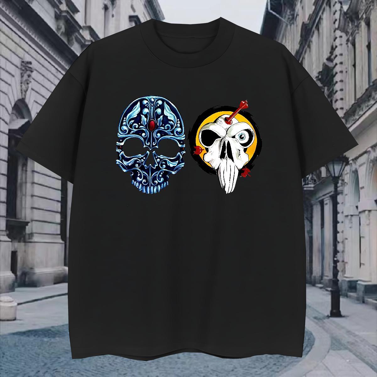 Designer T Shirts Men 230g 100% Cotton skull Summer Casual Plus Size Custom O Neck Short Sleeves Men Tops Tees Fashion New Clothings