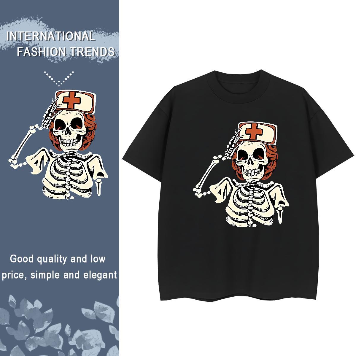 Comfortable Man T Shirts 230g Pure Cotton skull Home Outdoor Custom Print Oversized Short Sleeve O-Neck Tshirt for Man Woman Stylist Tops Tees