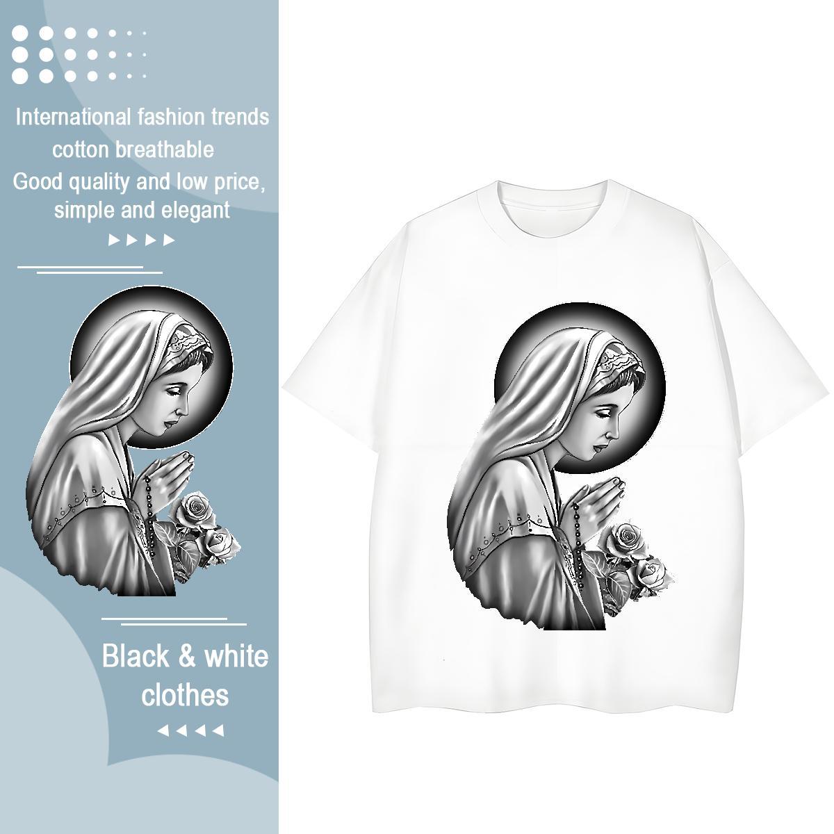 Brand Womens Tshirts 230g 100% Cotton nun Casual Beach T shirt Crew Neck Breathable Custom Print Oversized Clothes