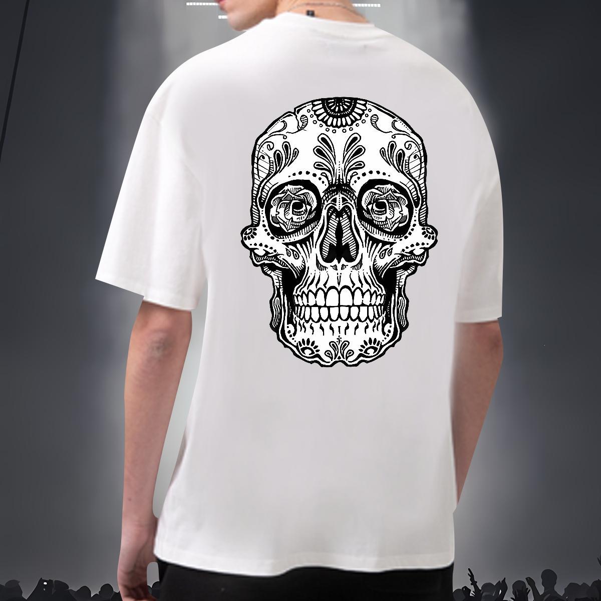 TOP Quality T Shirts Men 230g Pure Cotton skull Hip Hop DIY Logo Oversized Breathable Tshirt for Man Woman New Designer Tops Tees