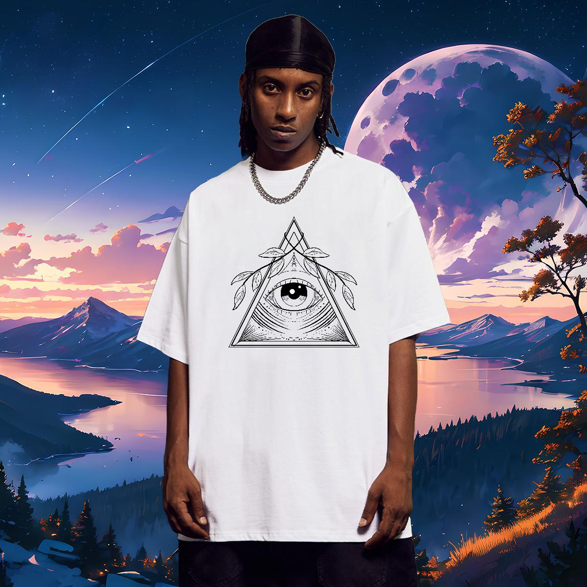 TOP Quality Mens T Shirts 230g 100% Cotton eye of the devil Casual Daily Wear Custom Printing Breathable Crew Neck Men Clothes T-Shirt Fashion Tees