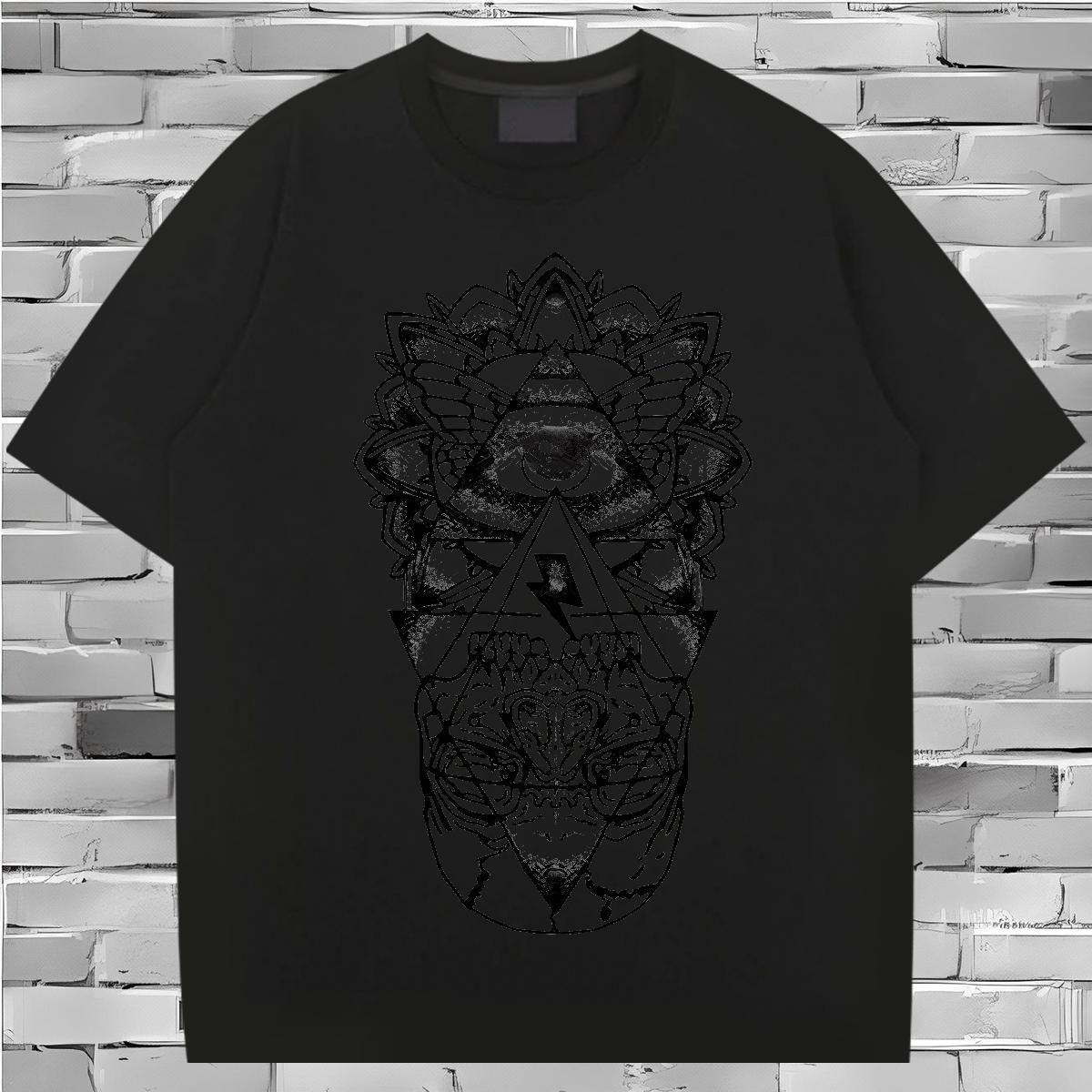 Cool T shirt 230g Cotton eye of the devil Casual Daily Wear Oversized O Neck Short Sleeves Men Clothes T-Shirt Designer Fashion Tops