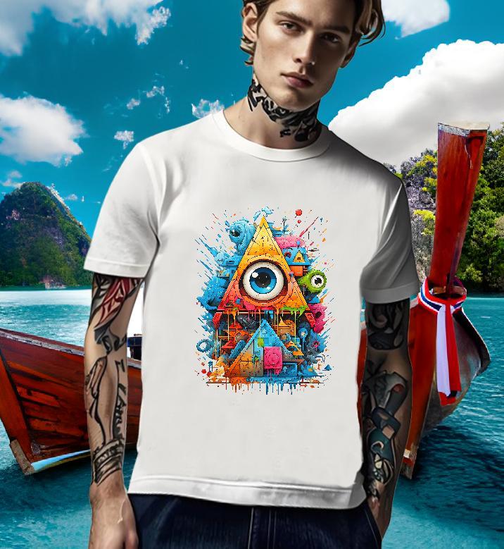 Cool T-Shirts for Men 230g Cotton eye of the devil Street Wear Anime Print Round Neck Short Sleeve Tshirt for Man Woman Wholesale Tops Tees