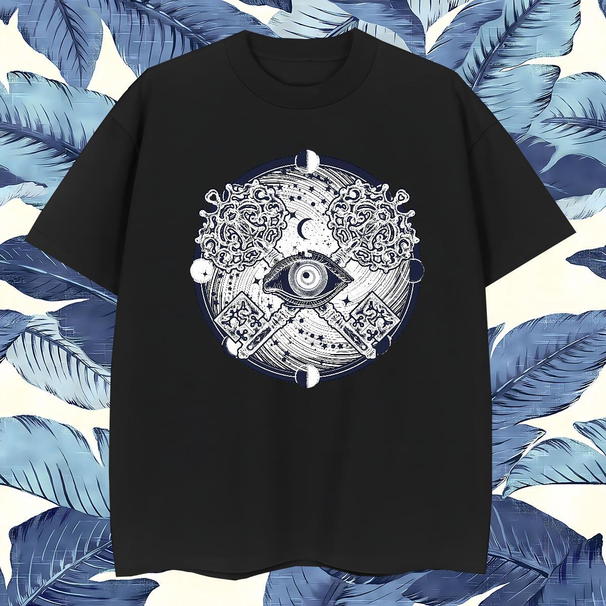 Free Shipping T-Shirts for Men 230g 100% Cotton eye of the devil Spring Summer DIY Anime Breathable Short Sleeve Mens Tshirts Customized Tops