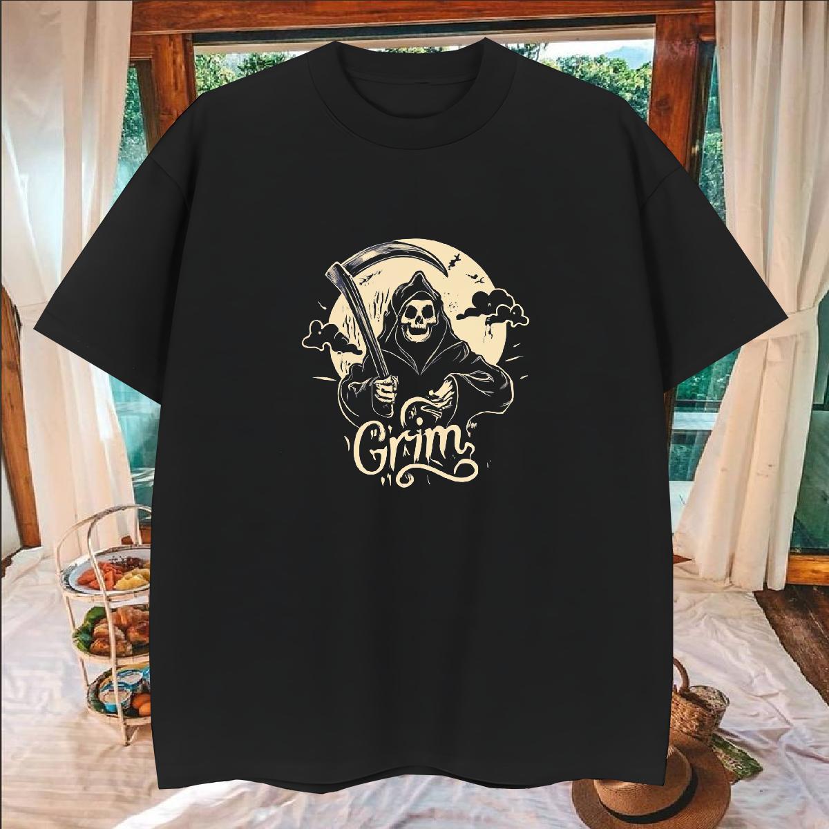 Unisex T shirt 230g Cotton skull Sports Casual Custom Print Oversized O Neck Short Sleeves Tshirt for Man Woman Designer Fashion Polos