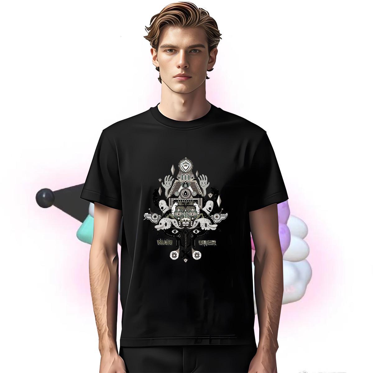 Popular Mens T Shirts 230g Cotton eye of the devil High Street Hip Hop Custom Printing Breathable Crew Neck Tshirt for Man Woman Fashion Wear