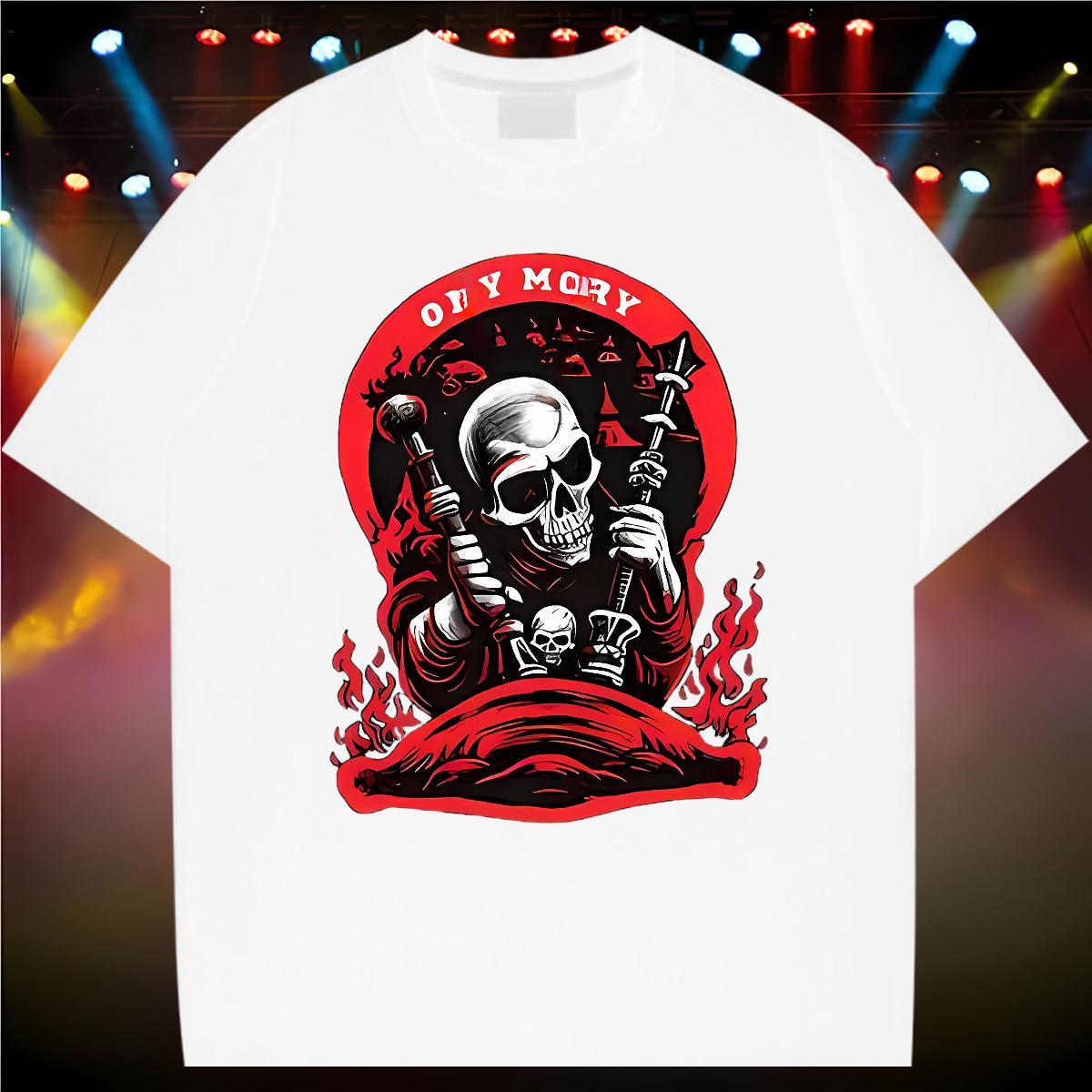 Loose Fit Mens T Shirts 100% Cotton 230g skull Street Wear Skull Breathable Short Sleeve Couples T Shirts Free Shipping Tees