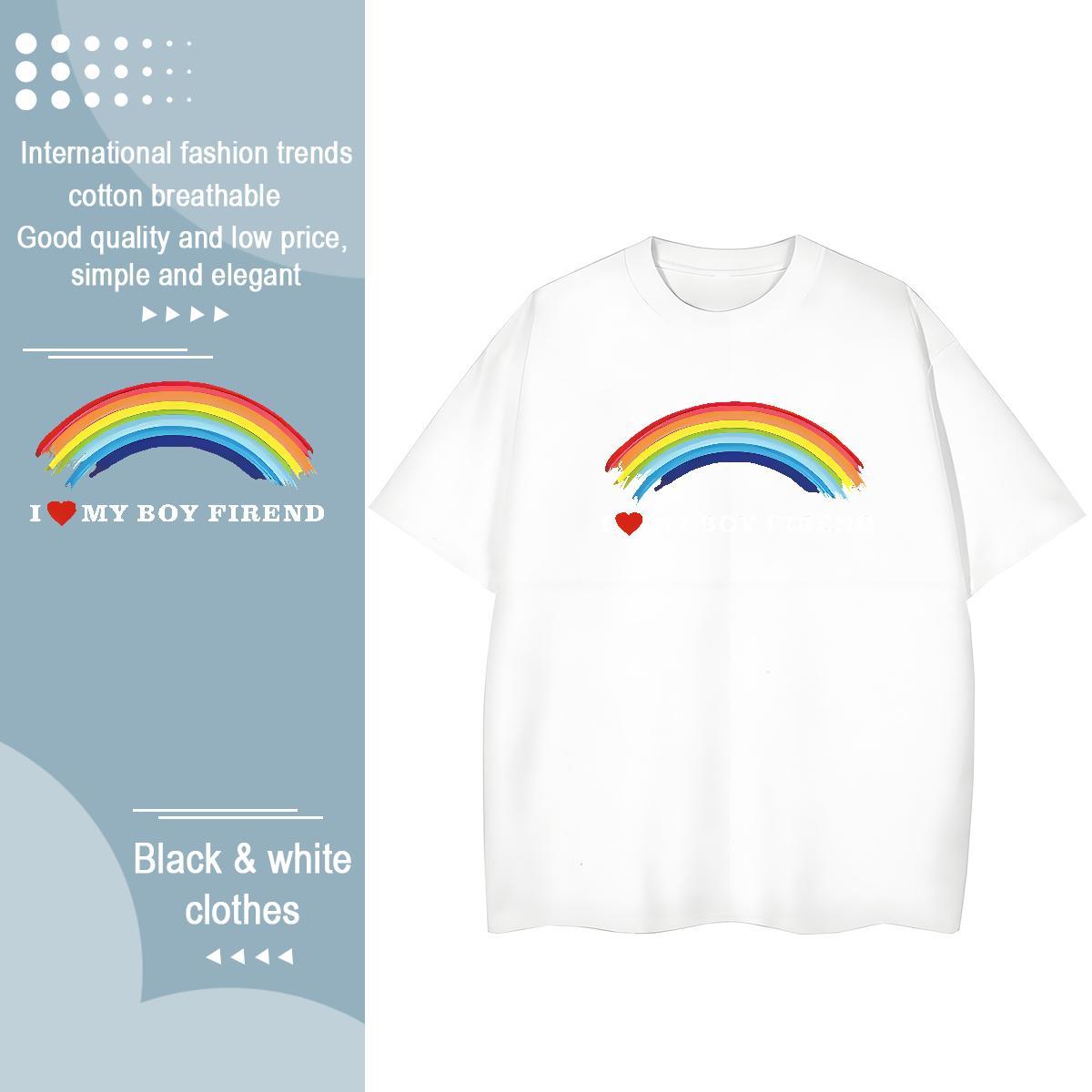 Soft Tshirt for Man Woman 230g Cotton rainbow Street Wear T Shirts Women Short sleeve Soft Oversized L-4XL Top Tees
