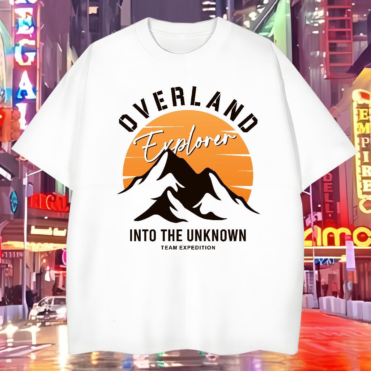 Unisex T Shirt For Man 100% Cotton 230g mountains Hip Hop Street Cartoon Printing L-4XL Breathable Short Sleeve Men Tees Wholesale Clothes