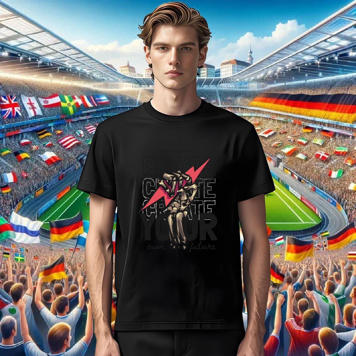 TOP Quality T-Shirts for Men 100% Cotton 230g skull High Street Hip Hop Floral Print O-Neck Short Sleeve Men Tees Custom Tops Tees