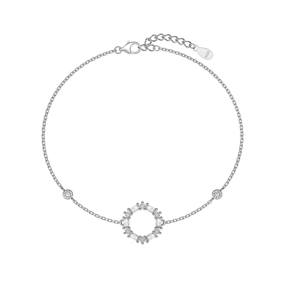 Japanese and Korean new product S pure sier bracelet a high-end feel. Colorful circular zircon design with ins style handmade accessories for women