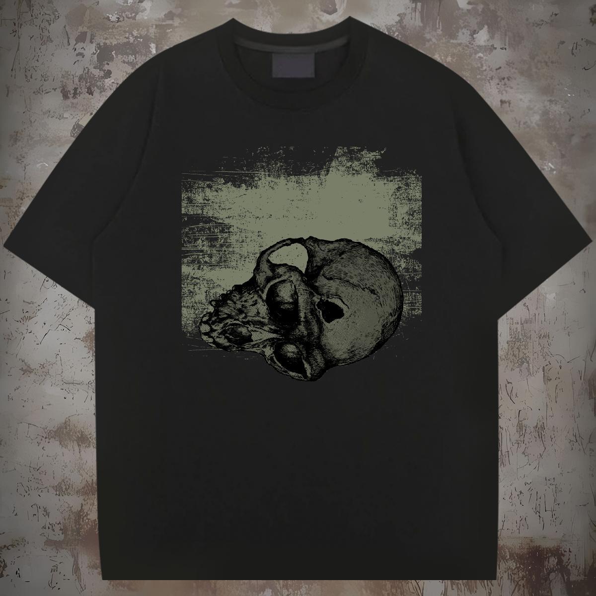 Wholesale T-Shirts for Men 230g Pure Cotton skull Street Casual DIY Anime Round Neck Short Sleeve Men Tees Casual New Tee Shirt