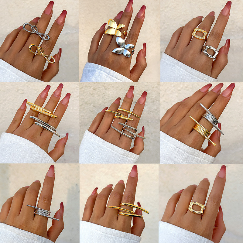 Jewelry Metal Texture Smooth Butterfly Female Simple and Exaggerated French Bow Ring