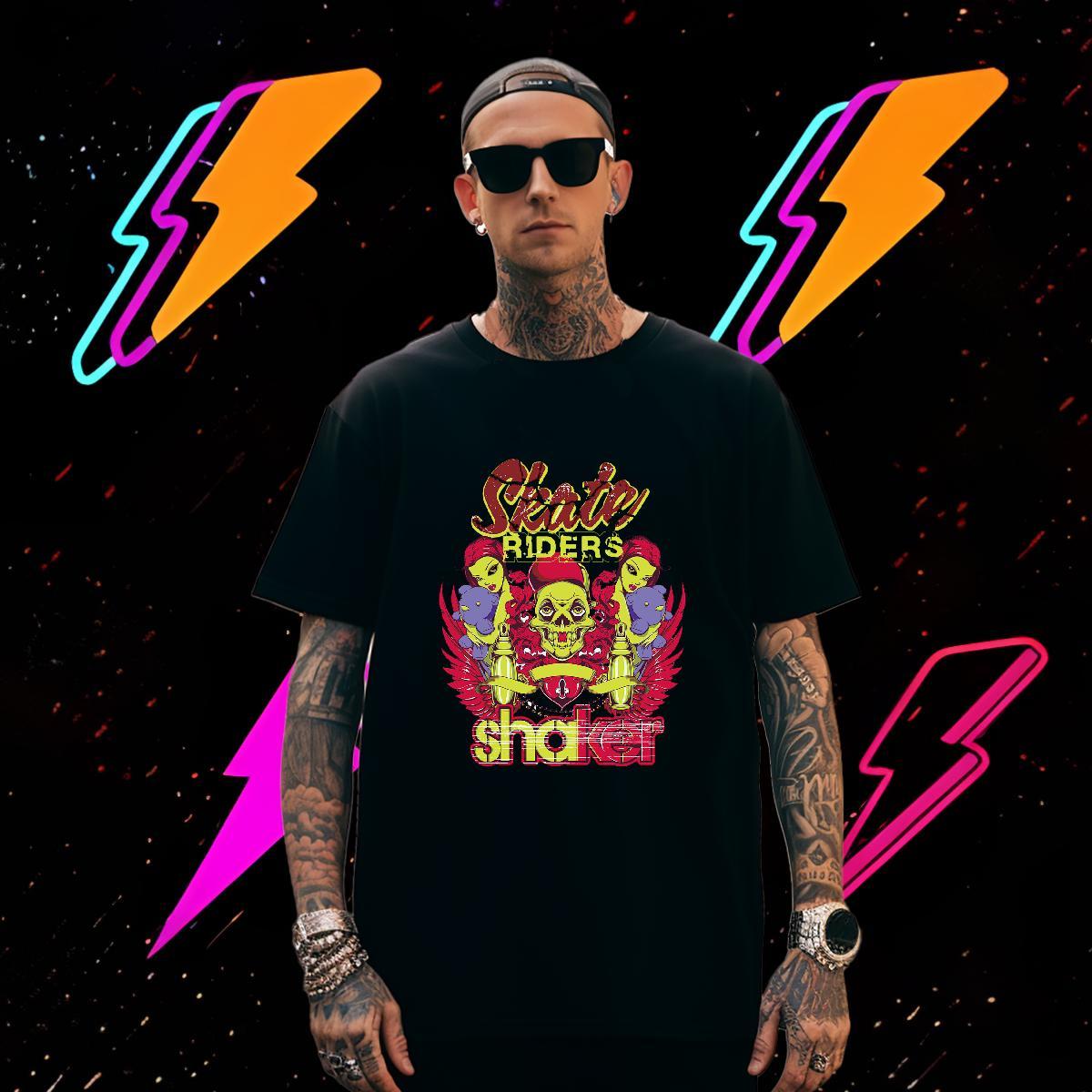 Popular T-Shirts for Men 230g 100% Cotton skull Casual Custom Print Oversized Crew Neck Couples T Shirts Wholesale Clothes