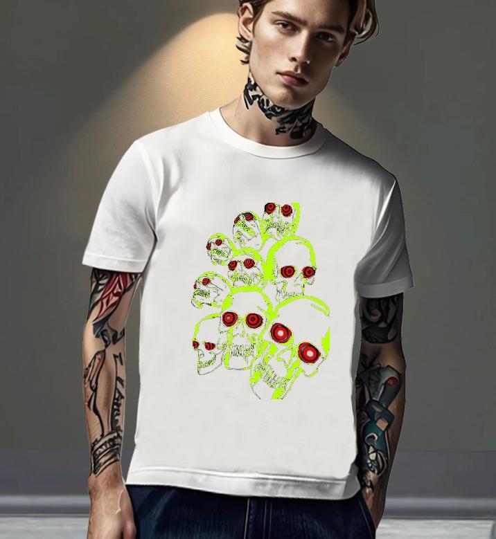 Brand T Shirts Men 230g 100% Cotton skull Beach Custom Print Plus Size Breathable Short Sleeve Men Tshirts 2024 New Tops