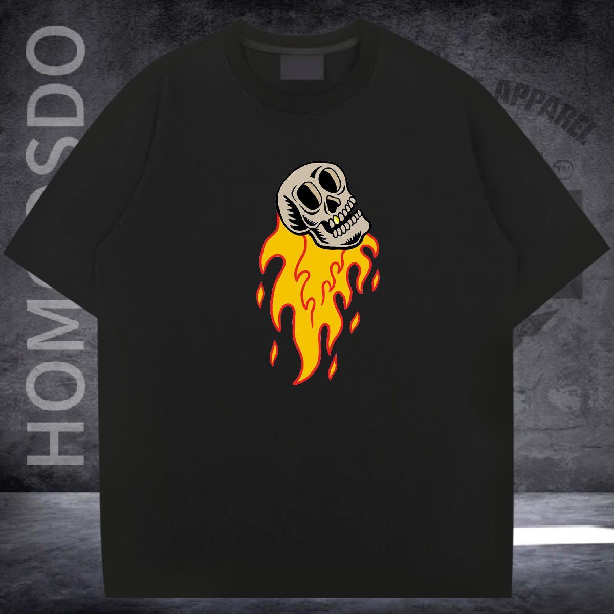 Cool Design Mens T Shirts 100% Cotton 230g skull Casual Beach DIY Printed Breathable Crew Neck Mens Tshirts Fashion Tees Shirts