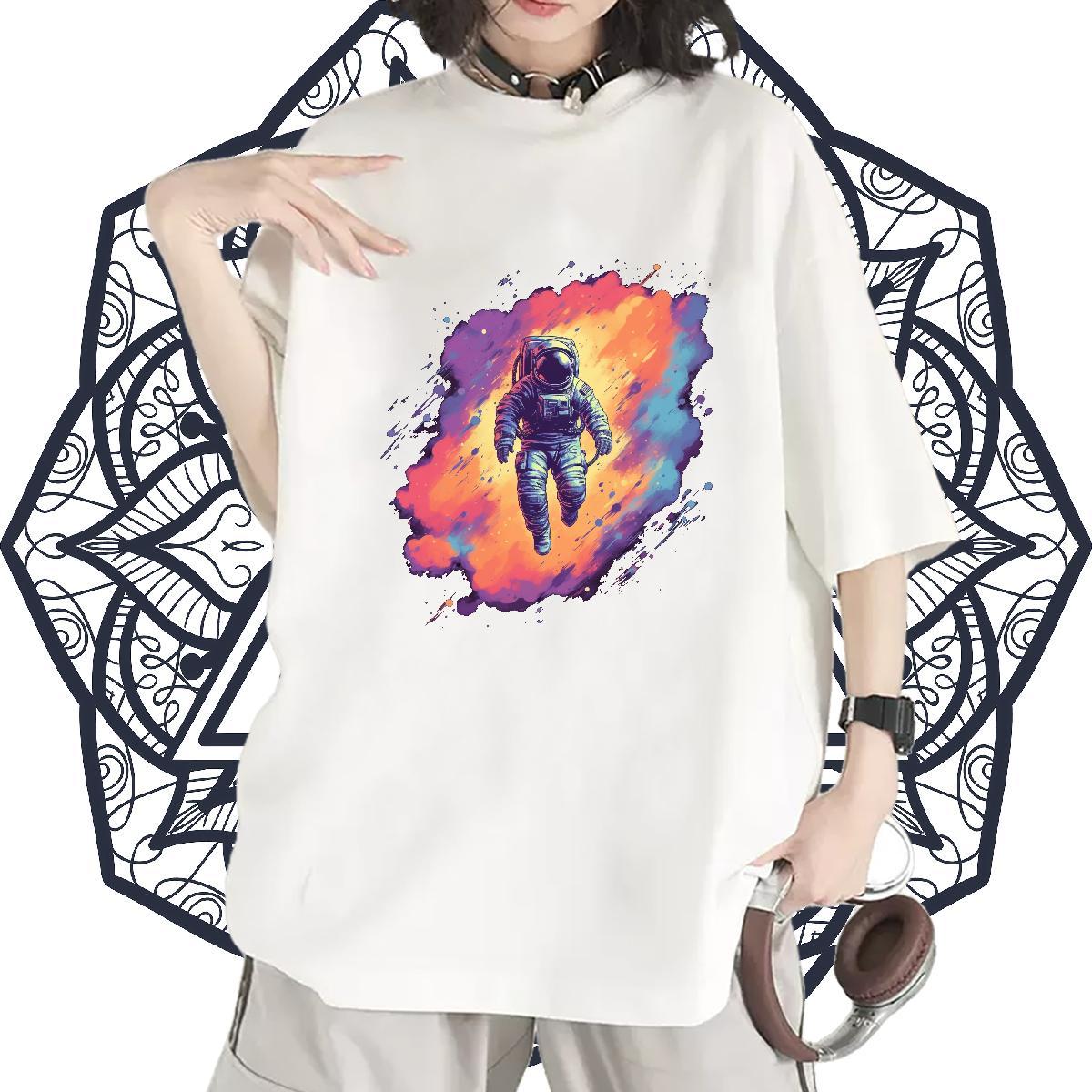 Nice Women Tshirts 100% Cotton 230g universe Casual Womens T Shirts Short Sleeve O-Neck Anime Wear