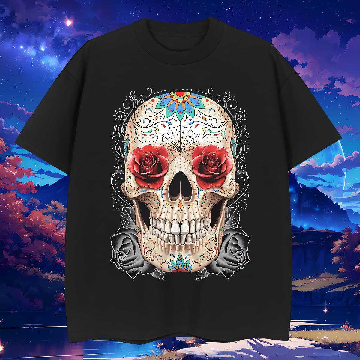 Classic Man T Shirts 230g Pure Cotton rose Street Wear Plus Size Cartoon O-Neck Short Sleeve Tshirts 2024 New Tops