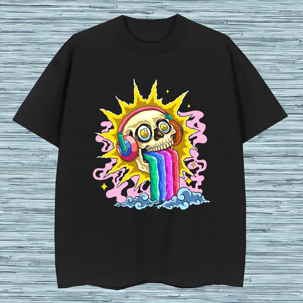 Designer Man T Shirts 230g 100% Cotton skull Daily Wear DIY Round Neck Short Sleeve Men Tops Tees Classic Casual Polos