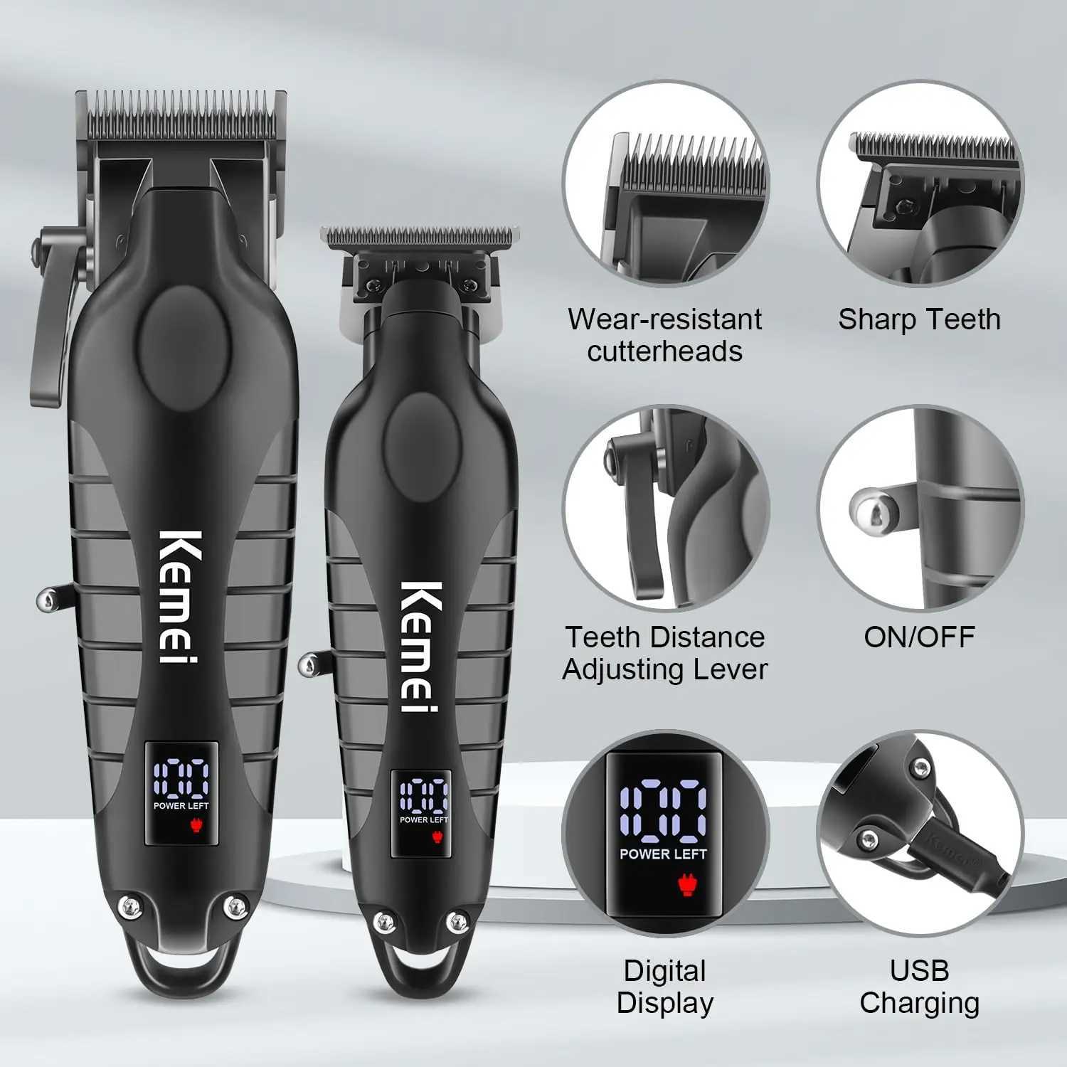 Kemei Mens Hair Clipper Kit Electric Shaver Hair Clipper Professional Hair Clipper KM-2290 KM-2293 KM-1102 W240824