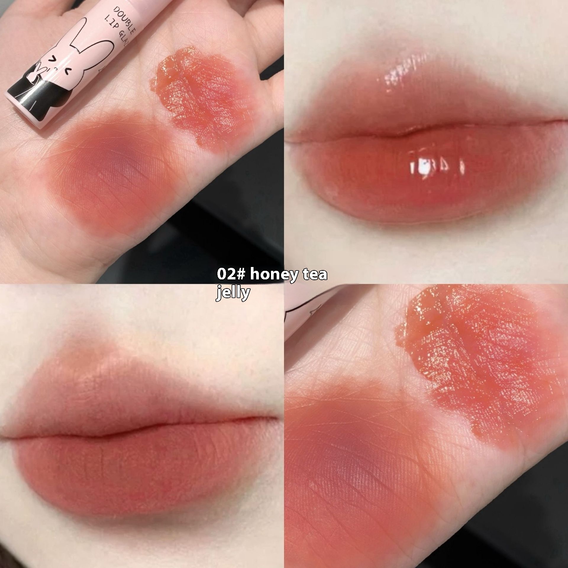 Premium Gege Bear Lip Color Duo: Long Lasting Matte + Silky Smooth Gloss - Perfect Blend of Bold & Natural (Red & White)