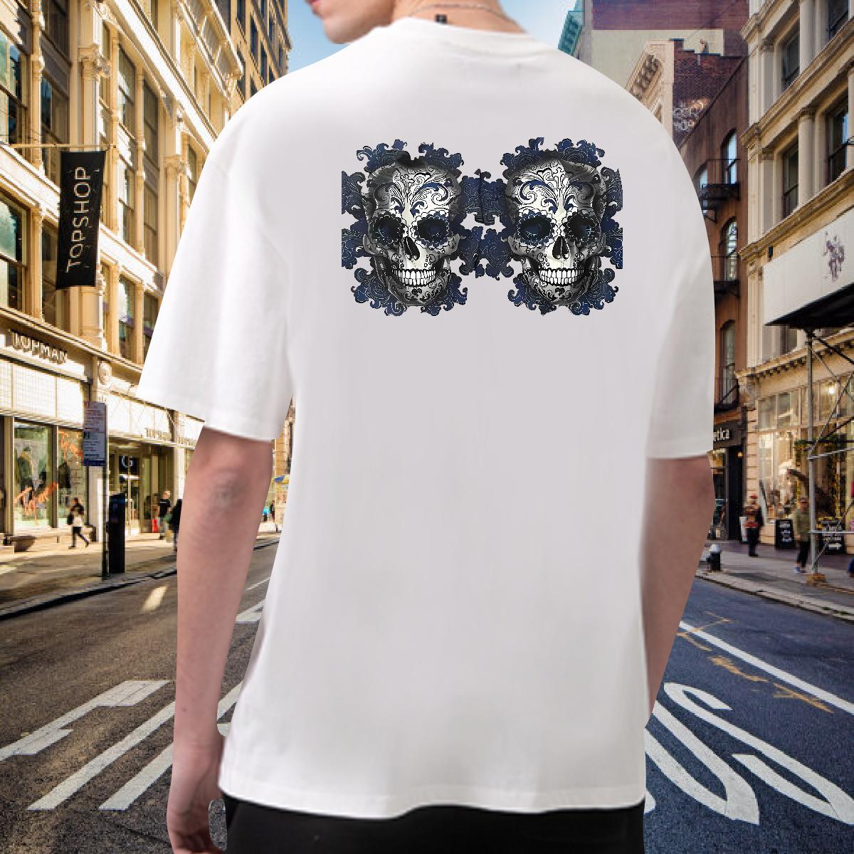Comfortable T-Shirts for Men 100% Cotton 230g skull Spring Summer Cartoon Print Breathable Short Sleeve Mens Tshirts Fashion Design Polos