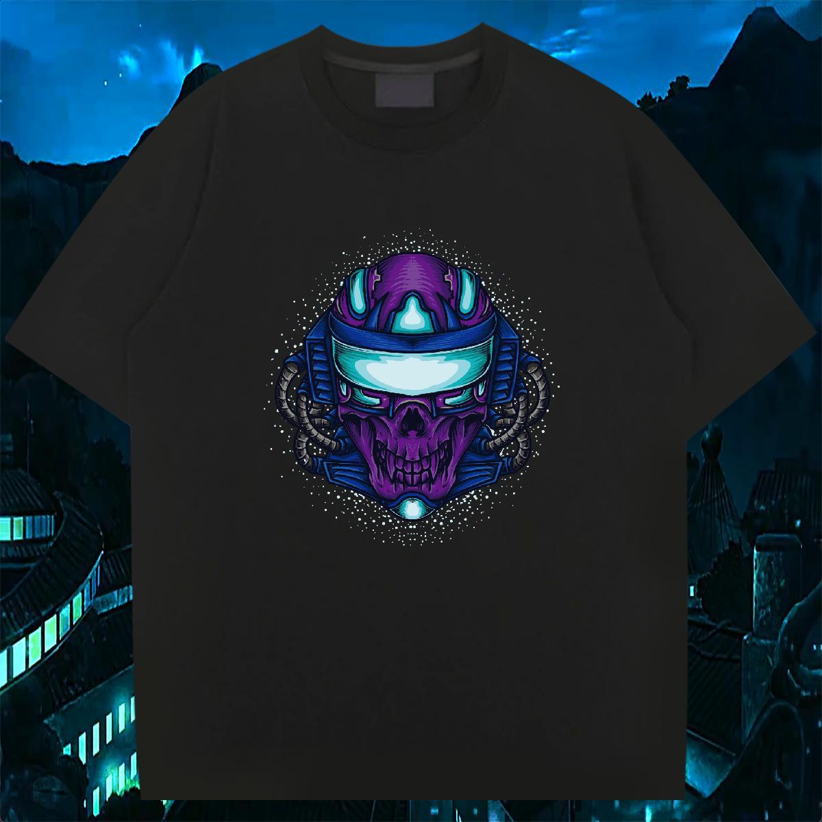 Free Shipping T-Shirts 230g Pure Cotton skull Casual Beach Oversized 4XL Breathable Crew Neck Tshirts Classic Casual Tops