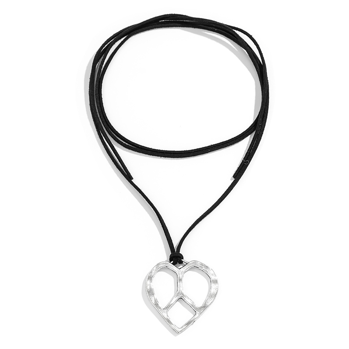 Jewelry simple adjustable veet wax thread necklace exaggerated sweet and cool large heart collar for women