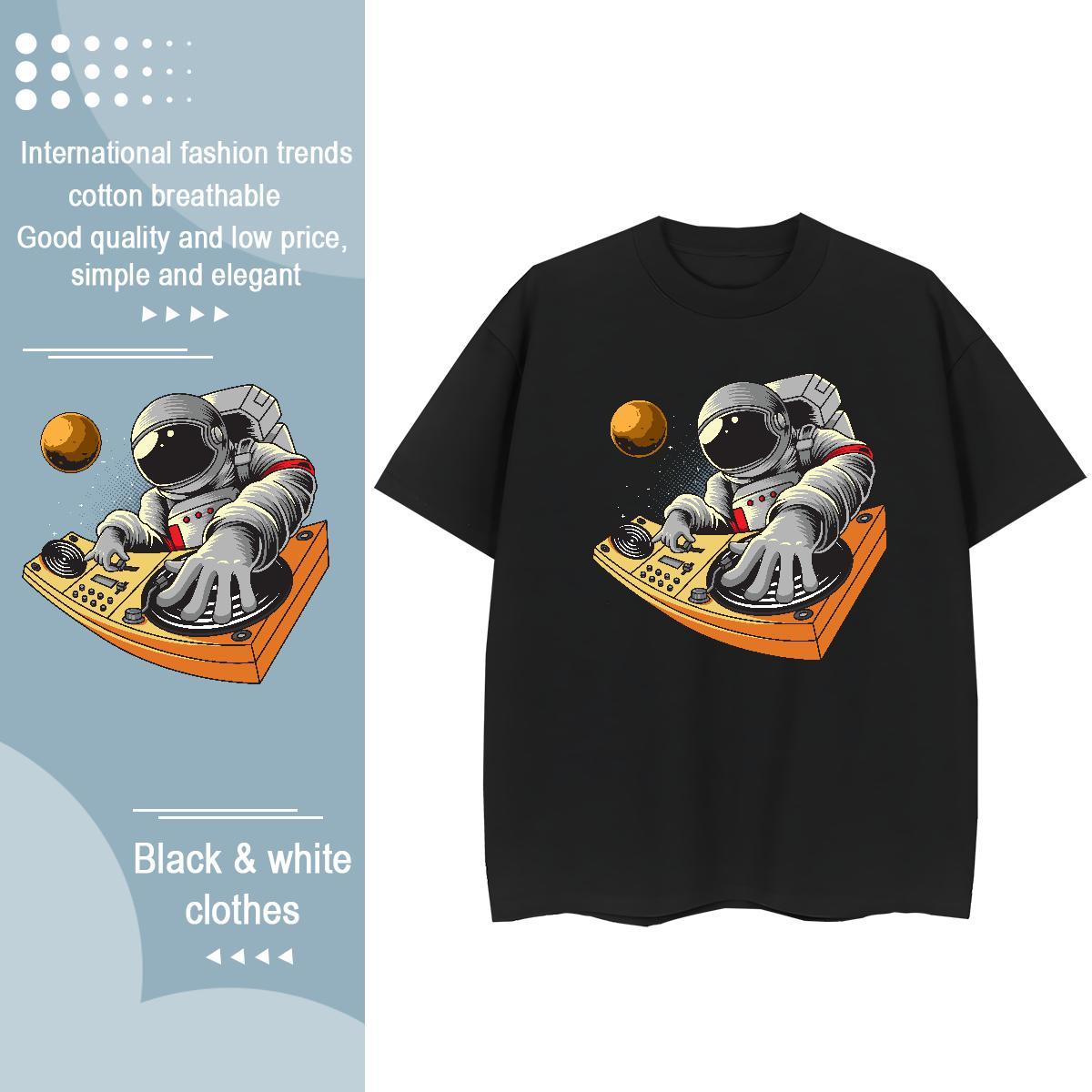 Nice Women Tshirts 100% Cotton 230g universe High Street Hip Hop Women T Shirts Breathable Crew Neck Black Oversized Tops