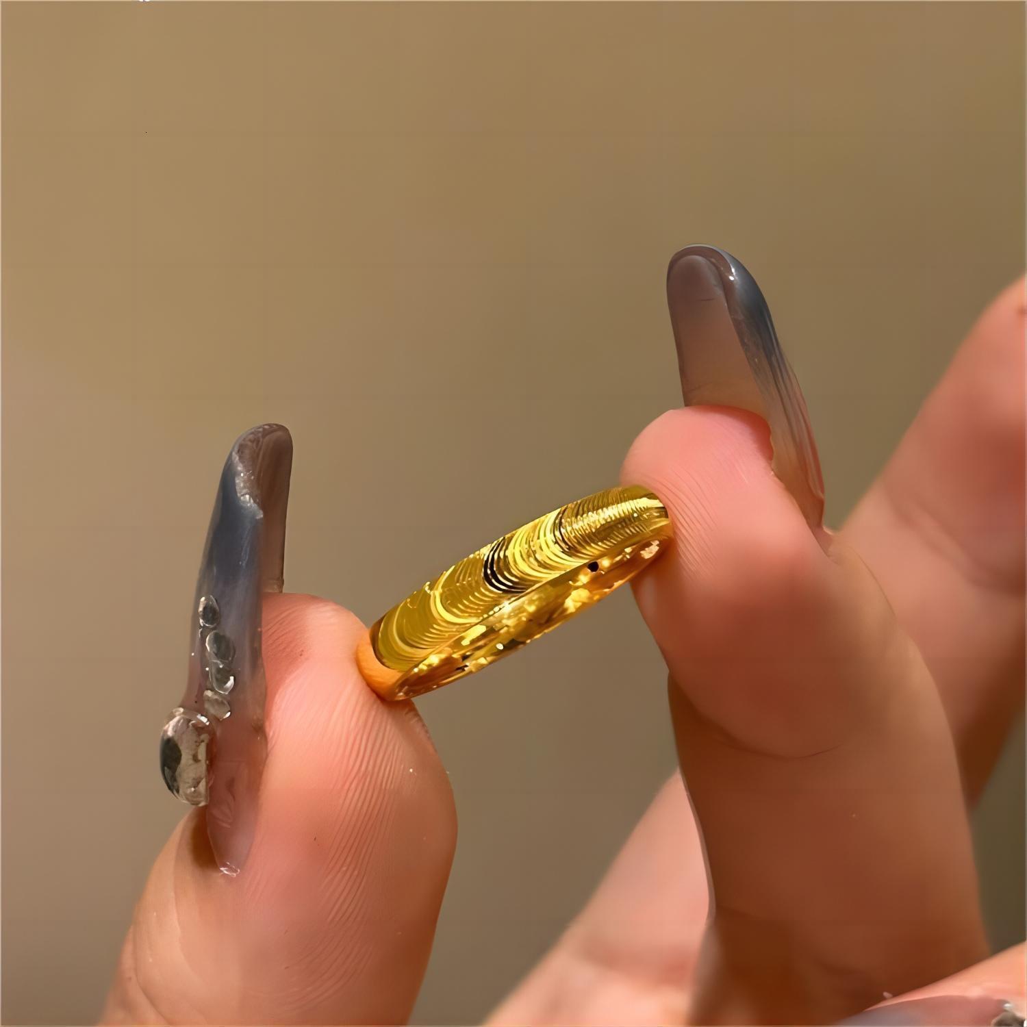 Jindian Same Style Cat Eye Plating Plain Ripple Fashion Simple Solid Couple Ring
