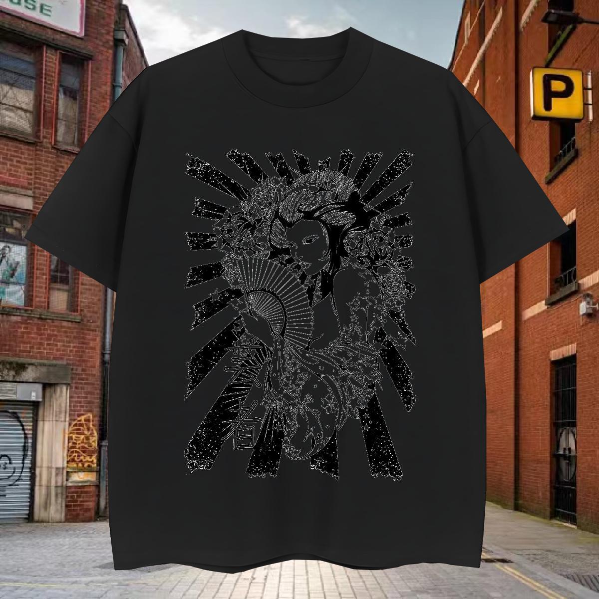 Brand T-Shirts for Men 230g Cotton skull High Street Hip Hop Cartoon Printing L-4XL Short Sleeve Soft Mens Tshirts DIY Tops