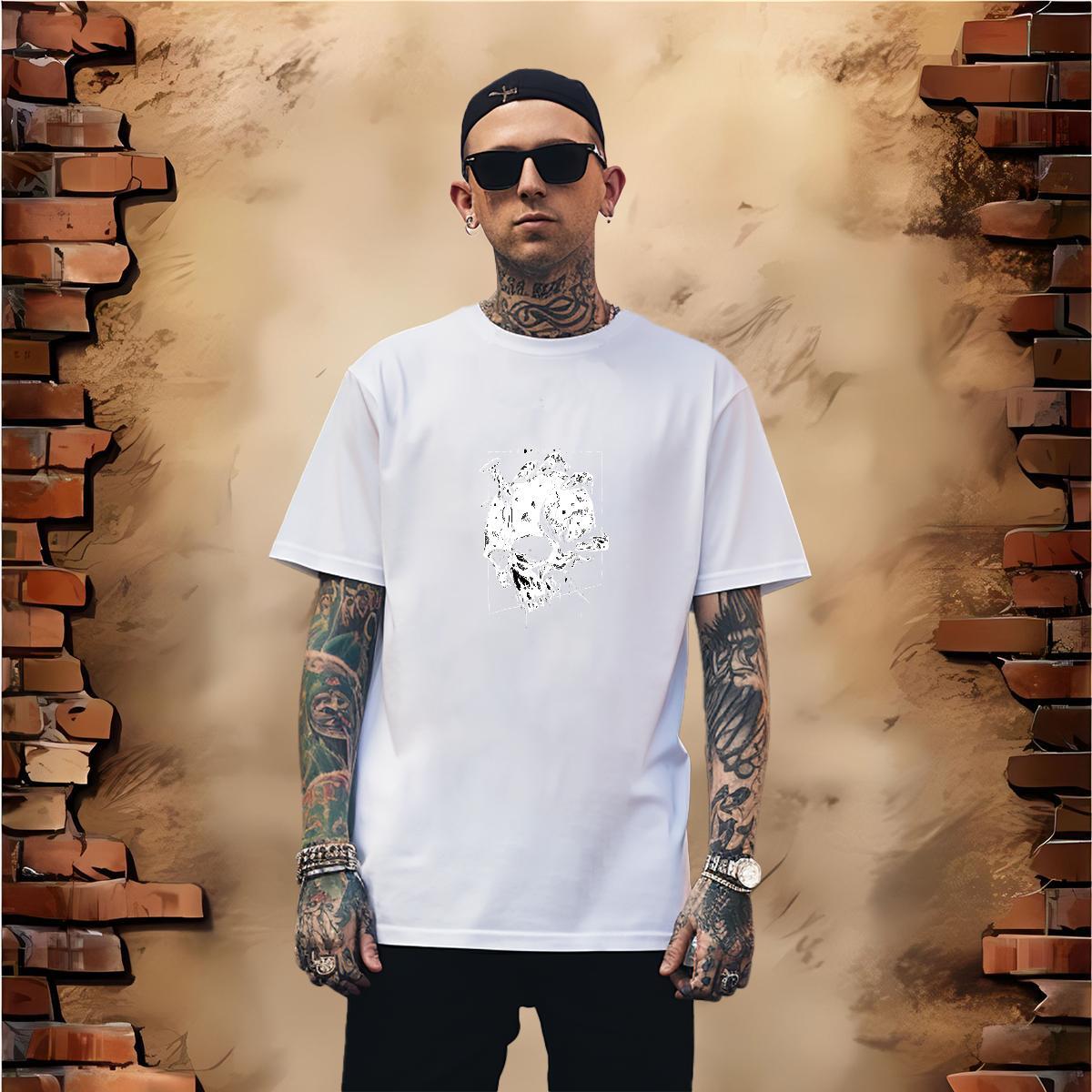 TOP Quality Mens T Shirts 230g Cotton skull Sports Casual Oversized 3XL 4XL Crew Neck Men Tees Casual New Wear
