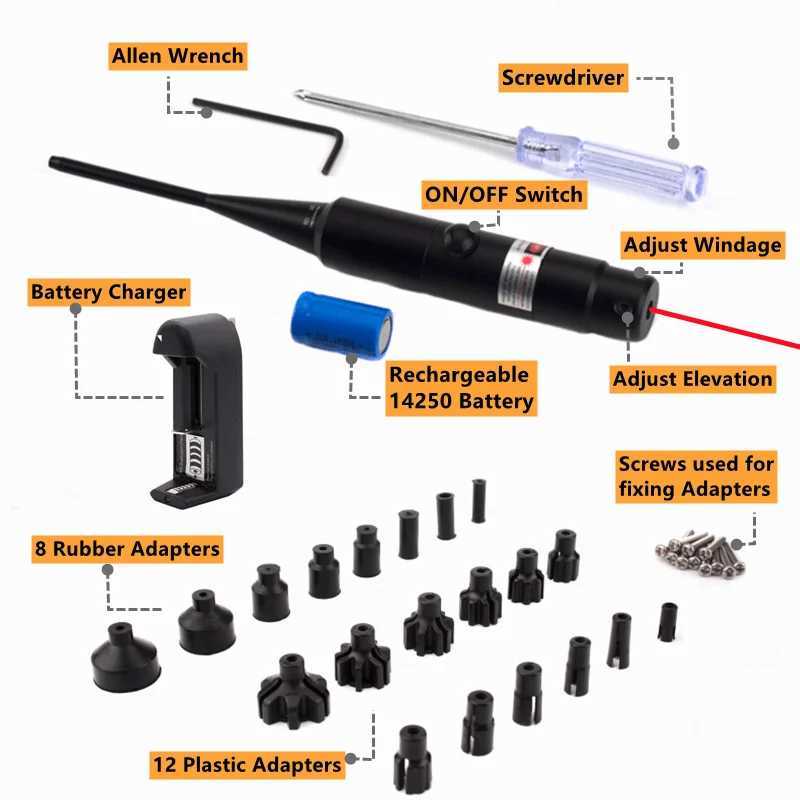 Laser Bore Sight Kit.177.22 Calibre to.78 12GA Calibre Laser Pointer Collimator Universal Aperture Sight CL240826