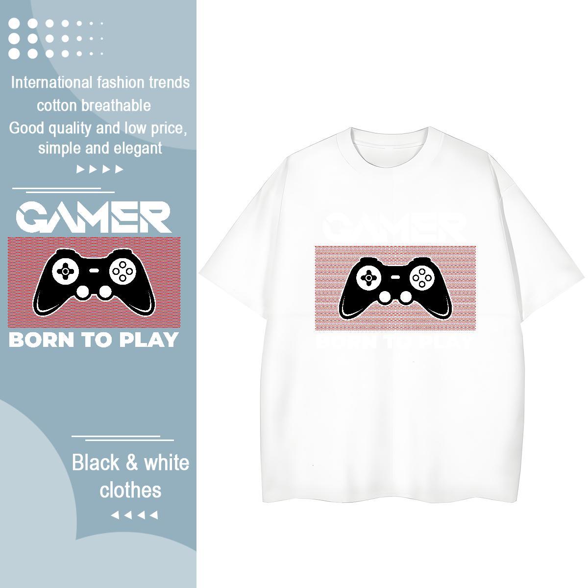 Loose fit Womens Tshirts 100% Cotton 230g games Sports Casual T-Shirts for Women Breathable Crew Neck Black Oversized Wear