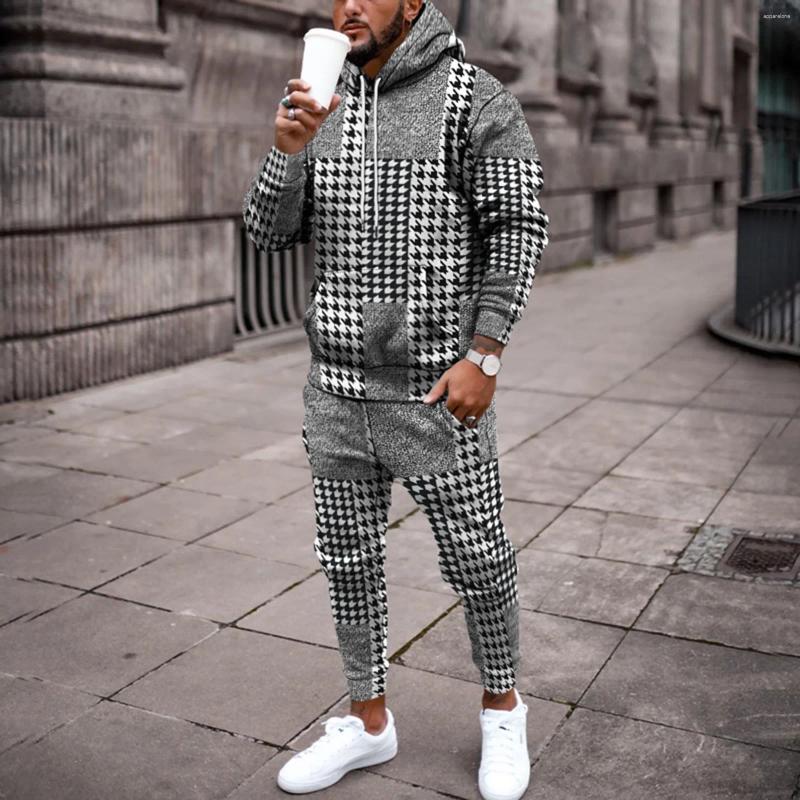 Men's Tracksuits Plaid Shirt Tracksuit Set Unisex Trendy Candy Color Jogging Suit Mens Matching Sets Hoodies Pants 2-Piece Solid