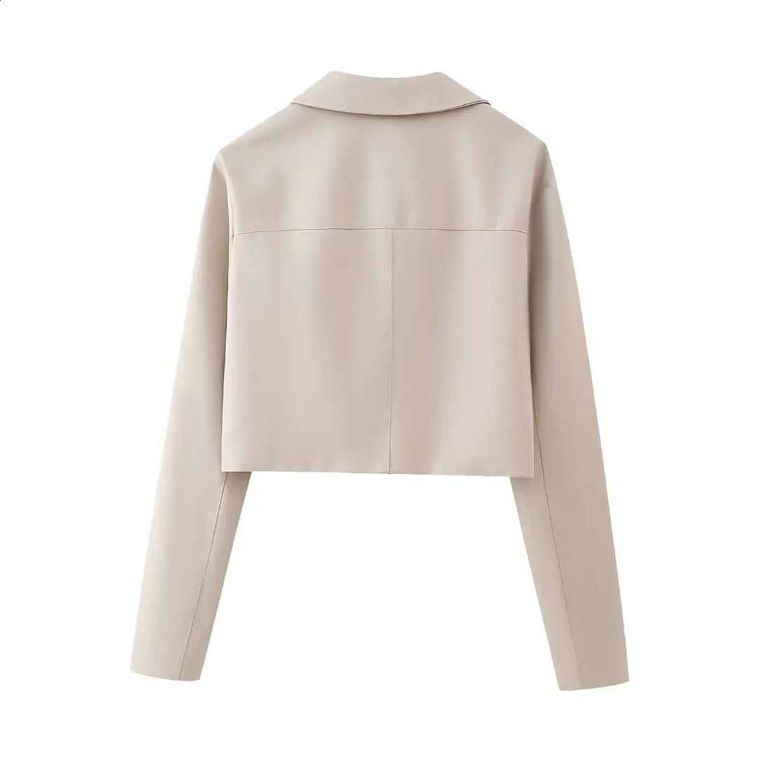 TRAFZA Women Spring Office Lady Suits Short Single Breasted BlazersZipper Wide Leg Long Pants Elegant Women Casual Sets 240826