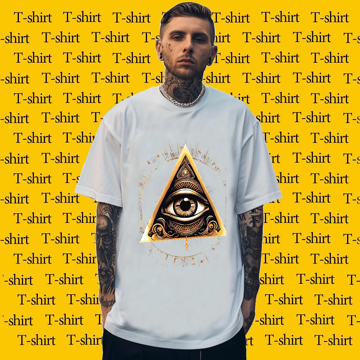 Free Shipping T shirt 230g Pure Cotton eye of the devil Street Wear Custom Printed Breathable Crew Neck Tshirt for Man Woman Fashion New Tops Tees