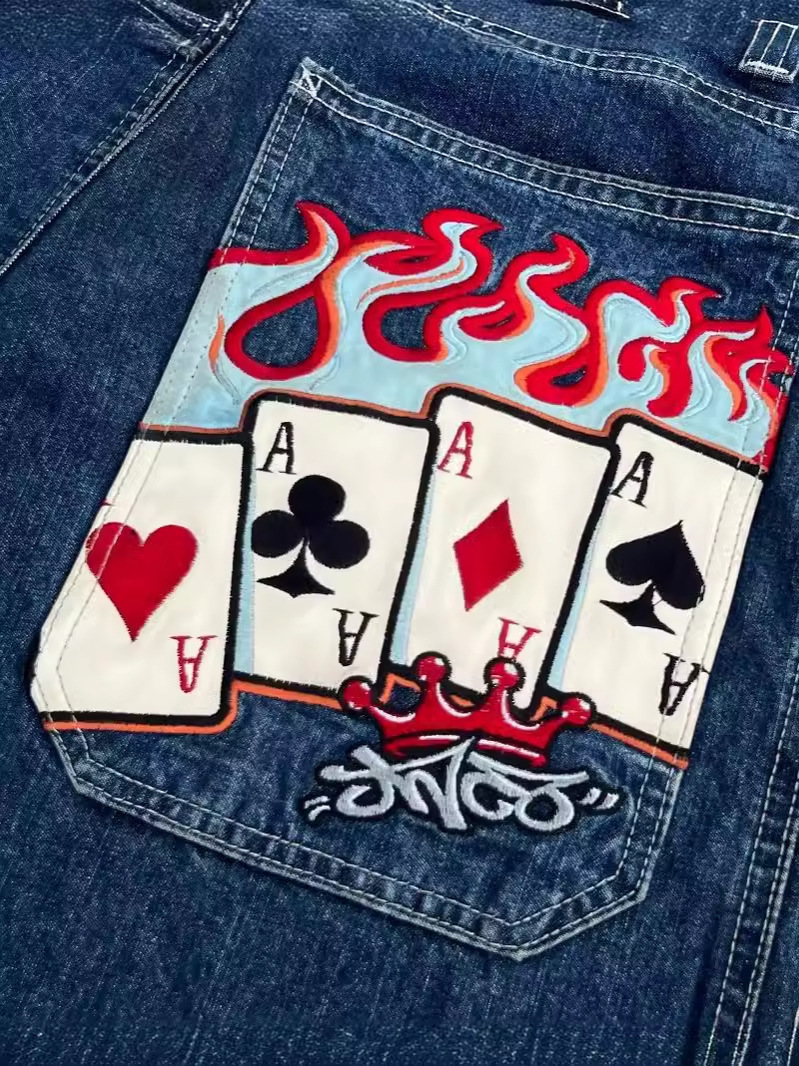 Streetwear JNCO Y2K Baggy Jeans Men High Quality Embroidered Vintage Women Hip Hop Goth Harajuku Casual Wide Leg Pants 240619