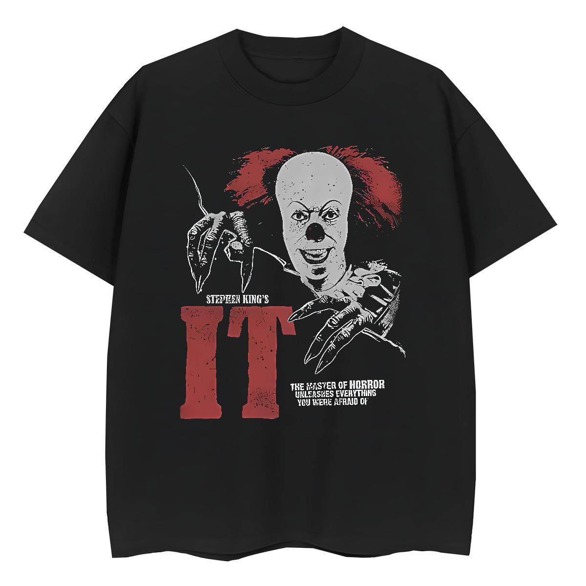 High quality Women Tshirts 100% Cotton 230g scary Street T shirt Crew Neck Black Oversized Tops