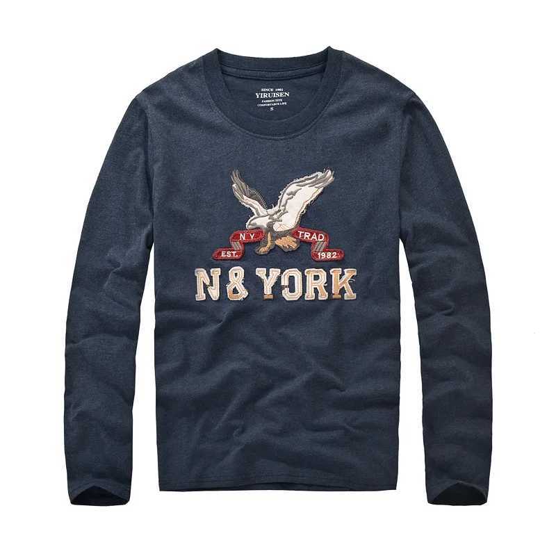Men's T-Shirts T shirt men 100% cotton embroidery long slve Tshirts O-Neck tops high quality Men clothes Full Length Y2408268GMY