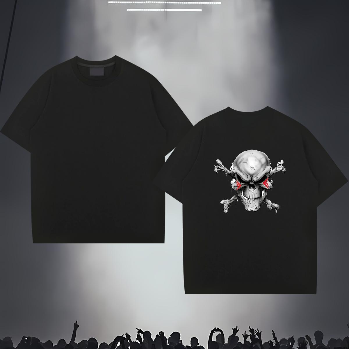 Cool Man T Shirts 230g 100% Cotton skull Spring Summer Asian Size Breathable Men Tshirts Classic Casual Clothes