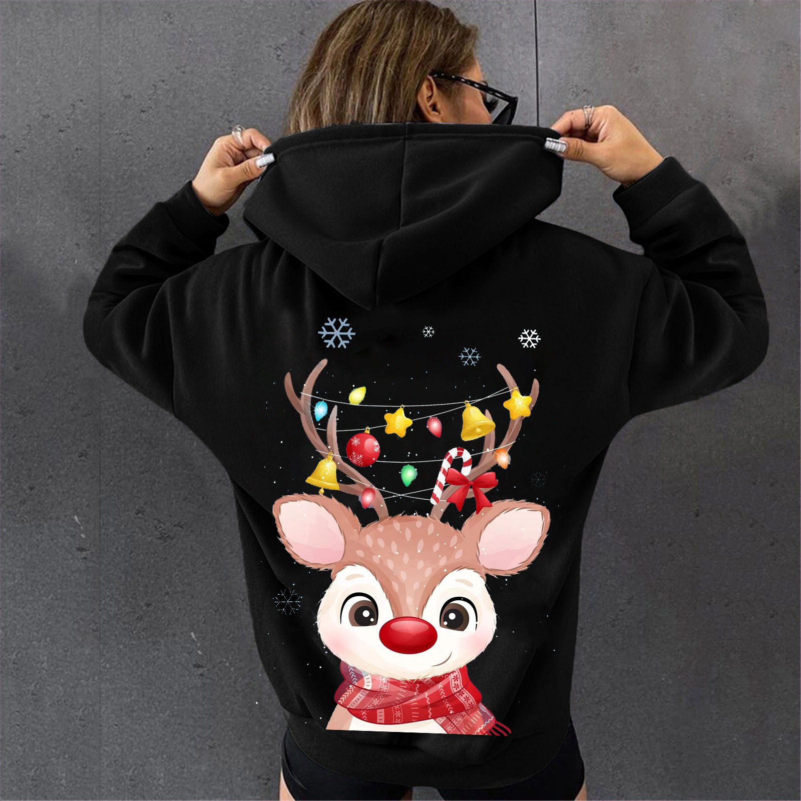 Women's hooded cute deer print hoodie dongdumaoyi