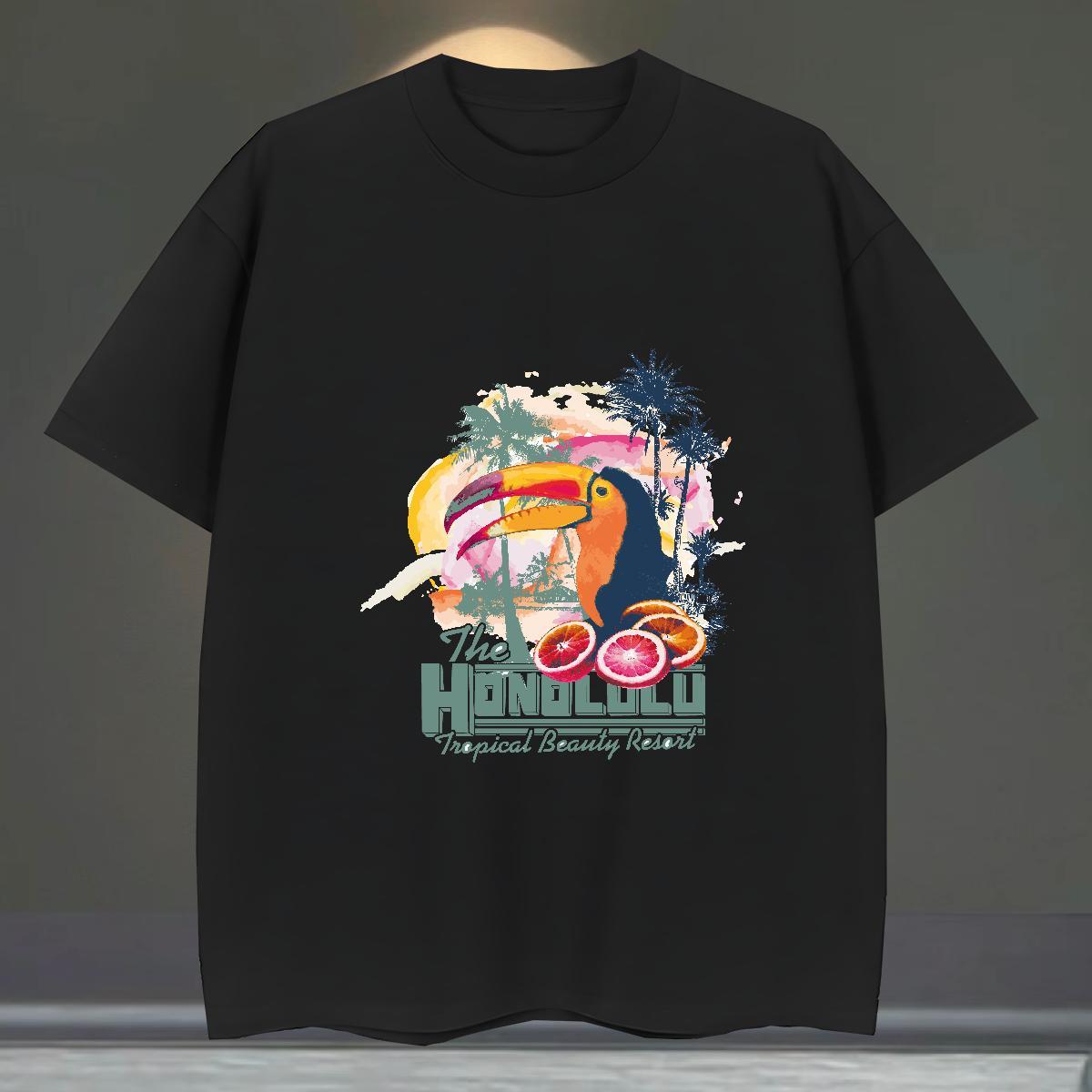 TOP Quality T-Shirts for Men 100% Cotton 230g tree Hip Hop Street Custom Printed Breathable Short Sleeve Men Tees 2024 New Tops
