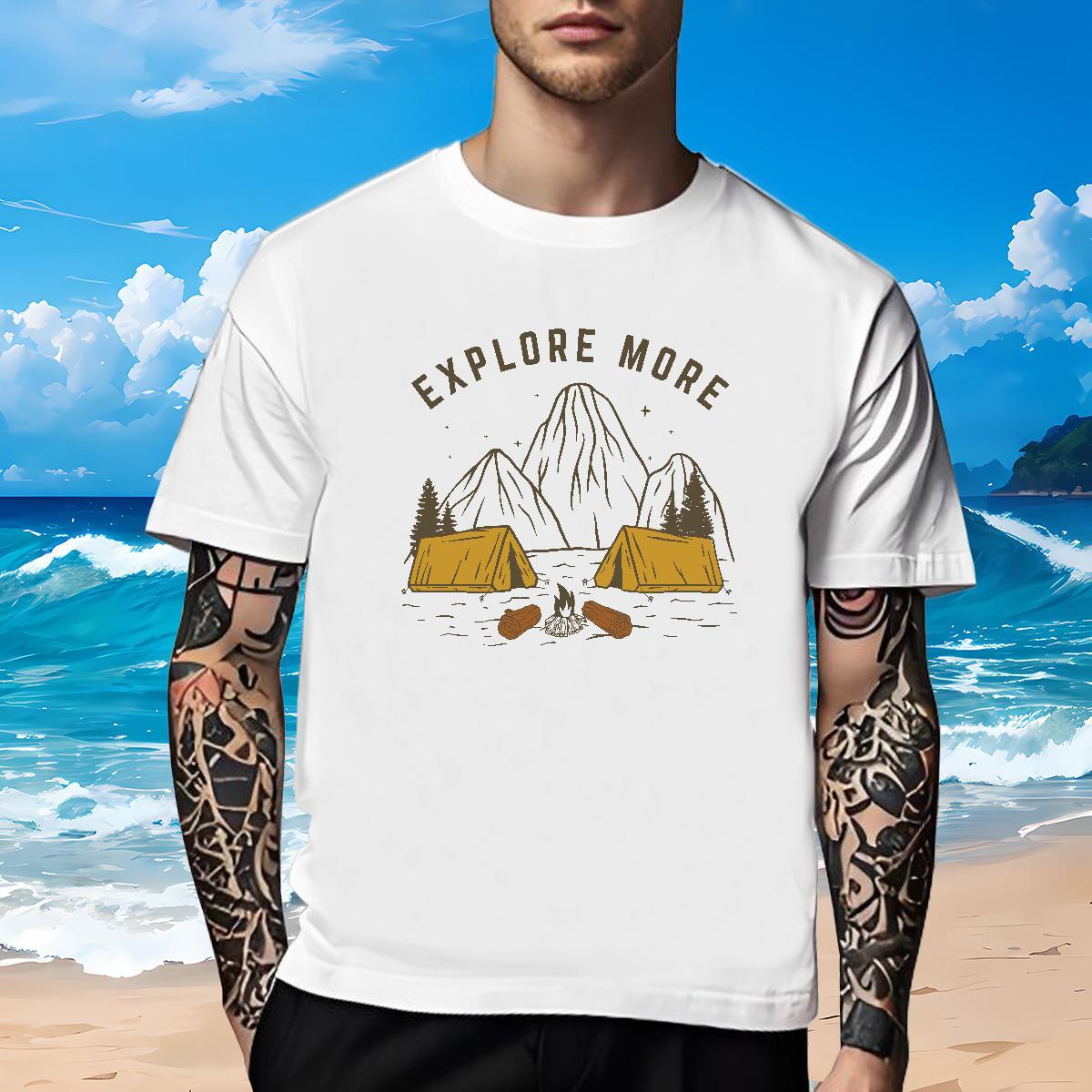 Comfortable T shirt 100% Cotton 230g mountains Summer Casual Oversized 3XL 4XL Crew Neck Breathable Men Tops Tees Fashion Casual Tees Shirts