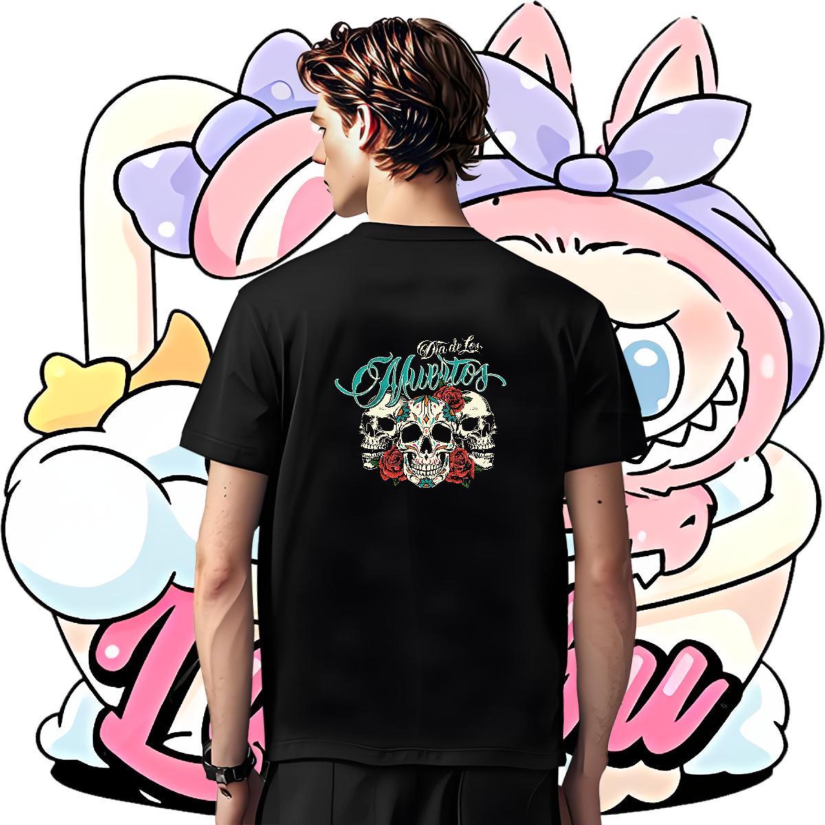 High Quality T-Shirts 100% Cotton 230g skull Daily Wear Anime Breathable Short Sleeve Men Clothes T-Shirt Fashion Casual Tshirts